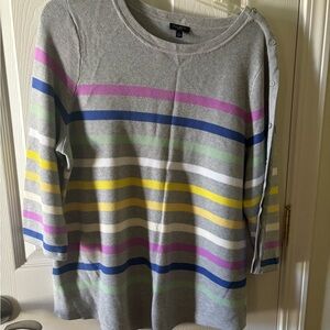 Talbots grey striped sweater XLP